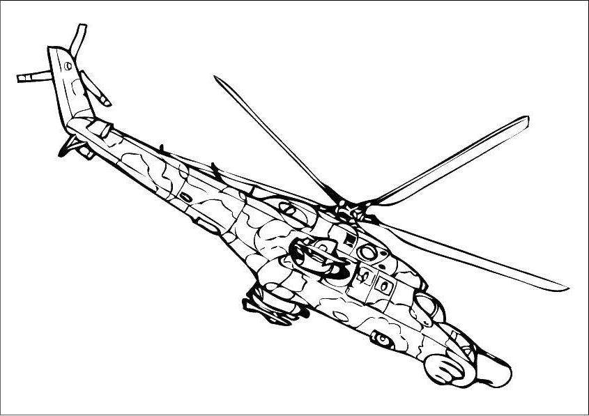 Раскраски Военные вертолеты