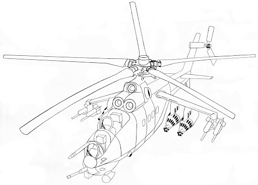 Раскраски Военные вертолеты